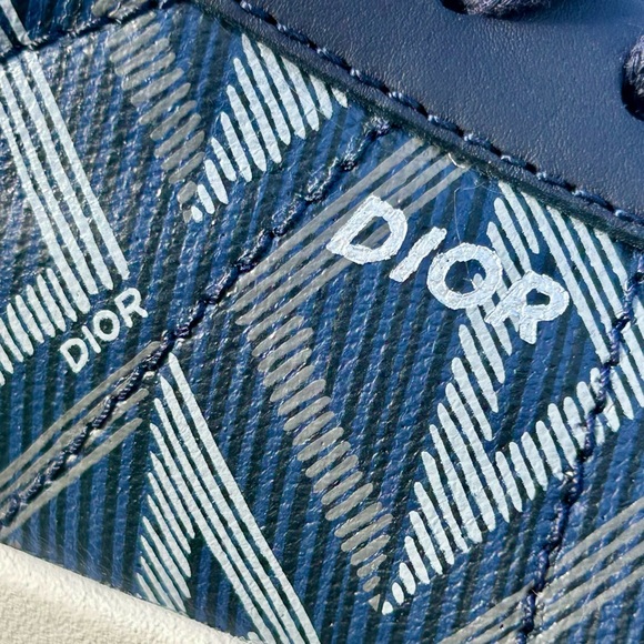 DIOR M-B101 SNEAKER CD DIAMOND MONOGRAM LOGO NAVY BLUE LEATHER SZ 40 NEW! - Picture 14 of 16